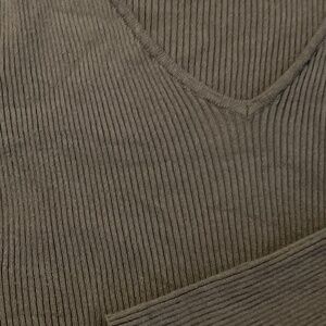 IJOAH V-Neck sweater, ribbed, cotton,  navy green size Large